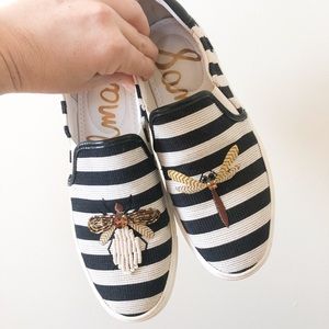 San Edelman striped jeweled sneakers